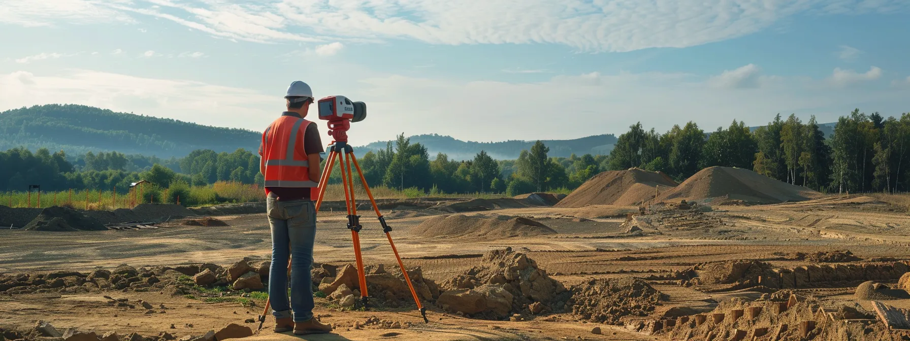 surveying the land for ideal placement of a post frame garage in buckhannon.